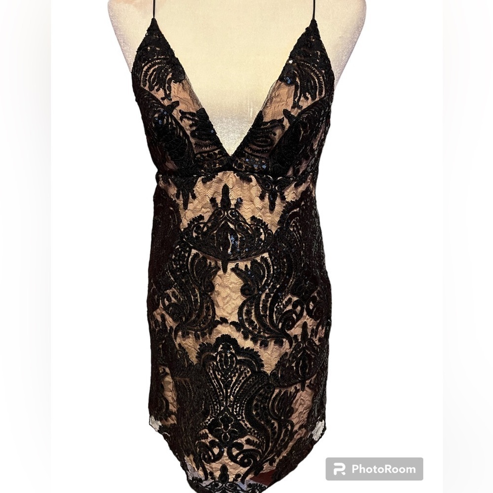 Free People Night Shimmer Club Dress Sequins and Lace 2